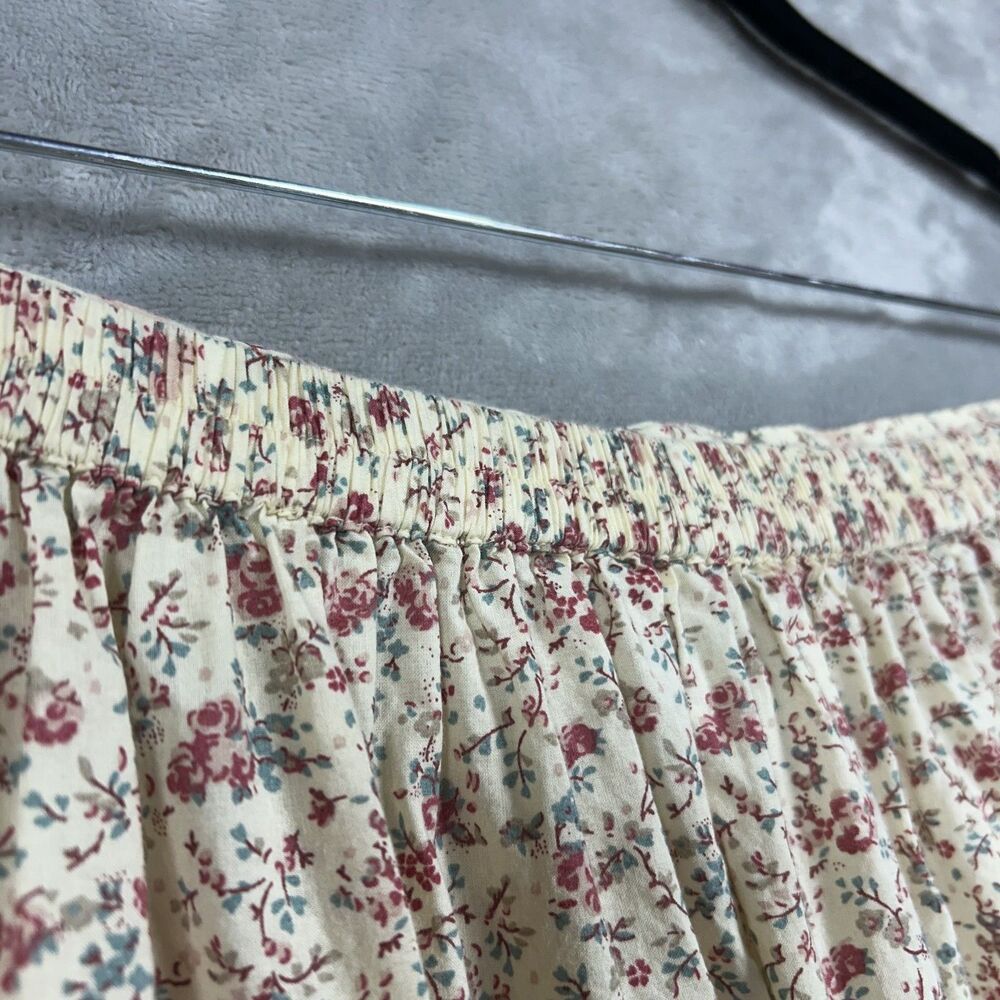 April Cornell Ditsy Floral Tiered Ruffle Hem Cotton Cottage Midi Skirt Cream - Picture 5 of 7